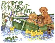 Click for more details of Puppies in a Boat (cross stitch) by Eva Rosenstand