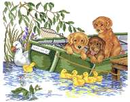 Puppies in a Boat