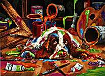 Click/tap for more details of Puppy Picasso (cross stitch) by Luca - S