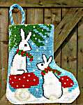 Click/tap for more details of Rabbits Mini Stocking (cross stitch) by Permin of Copenhagen
