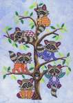 Click/tap for more details of Rambunctious Raccoons (cross stitch) by Glendon Place