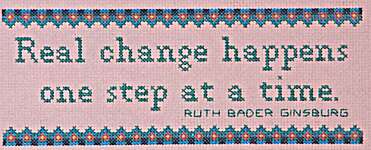 Click/tap for more details of Real Change Happens (cross stitch) by Burdhouse Stitchery