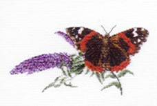 Click for more details of Red Admiral Butterfly and Buddlea (cross stitch) by Thea Gouverneur