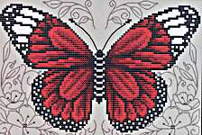 Click/tap for more details of Red Butterfly (cross stitch) by Shannon Christine
