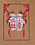 Click/tap for more details of Red Mittens (cross stitch) by Nora Corbett
