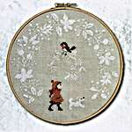 Click/tap for more details of Red Robin And Snow Wreath (cross stitch) by Perrette Samouiloff
