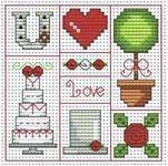 Click/tap for more details of Red Wedding Card (cross stitch) by Fat Cat Cross Stitch