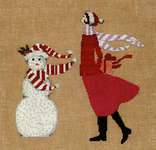 Click/tap for more details of Red Winter Gift (cross stitch) by Nora Corbett