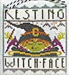 Click/tap for more details of Resting Witch Face (cross stitch) by Hands On Design