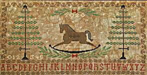 Click/tap for more details of Rocking Horse Holiday Sampler (cross stitch) by Artful Offerings