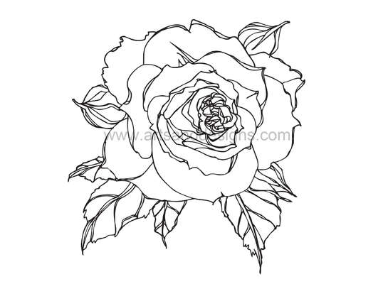 Click for more details of Romantic Rose Digital Stamp - Black (digital downloads) by Julie Lynes