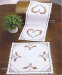 Roses and Forget-me-nots Hardanger Table Mats - 29 x 69 cms table runner