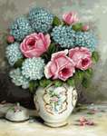 Click for more details of Roses and Hydrangeas (cross stitch) by Luca - S