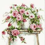 Click for more details of Roses on a Stool (cross stitch) by Luca - S