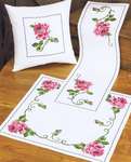Click/tap for more details of Roses Table Mats and Cushion (cross stitch) by Permin of Copenhagen