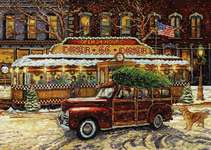 Click/tap for more details of Route 66 Christmas Diner (cross stitch) by Design Works