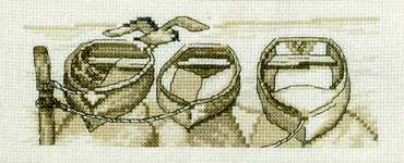 Click for more details of Rowing Boats in Sepia (cross stitch) by Permin of Copenhagen