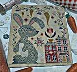 Click/tap for more details of Roxie Rabbit (cross stitch) by Quaint Rose Needlearts