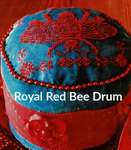 Click/tap for more details of Royal Red Bee Drum (cross stitch) by Dames of the Needle