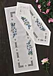 Click/tap for more details of Runner with Blue and White Flowers (hardanger) by Permin of Copenhagen