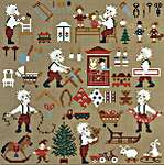 Click/tap for more details of Santa is Really Busy (cross stitch) by Perrette Samouiloff