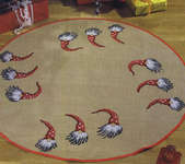 Click/tap for more details of Santa's Gnomes Tree Skirt (cross stitch) by Permin of Copenhagen