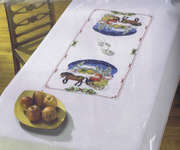 Click/tap for more details of Santa's Horse and Carriage Christmas Table Cover (cross stitch) by Permin of Copenhagen