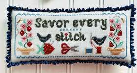 Click/tap for more details of Savor Every Stitch (cross stitch) by Luminous Fiber Arts