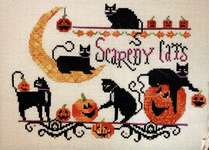 Click/tap for more details of Scaredy Cats (cross stitch) by Kit & Bixby