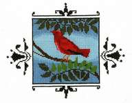 Click for more details of Scarlet Tanager (cross stitch) by Nora Corbett