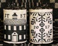 Click/tap for more details of Schoolhouse Coverlet Drum (cross stitch) by Heartstring Samplery
