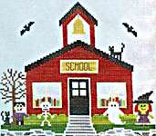Click/tap for more details of Schoolhouse (cross stitch) by Little Stitch Girl