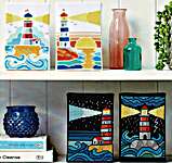 Click/tap for more details of Seashore Lighthouses (cross stitch) by Tiny Modernist