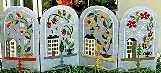 Click/tap for more details of Seasonal Bell Jars (cross stitch) by Tiny Modernist