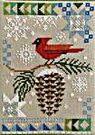 Click/tap for more details of Seasonal Courier : Cardinal's Winter (cross stitch) by Robin Pickens