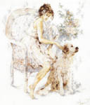 Click for more details of Seated Girl with Dog (cross stitch) by Lanarte