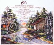 Click/tap for more details of Serenity Prayer Cabin (cross stitch) by Stoney Creek