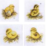 Click for more details of Set of Four Chicks (cross stitch) by Marjolein Bastin