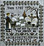 Click/tap for more details of Shepherd Of Veere 1790 (cross stitch) by Twin Peak Primitives