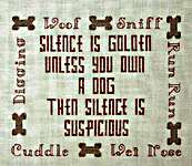 Click/tap for more details of Silence Is Golden (cross stitch) by Rosie and Me