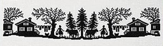 Click for more details of Silhouette with Cows (cross stitch) by Eva Rosenstand