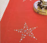Silver and Gold Stars and Trees on Red Table Covers - 45 x 140 cms Table Runner