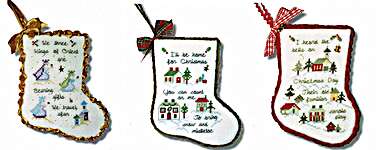 Click/tap for more details of Sing a Song of Christmas -XIII, XIV, XV (cross stitch) by JBW Designs