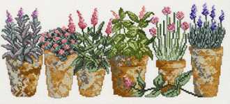 Click for more details of Six Herb Pots (cross stitch) by Permin of Copenhagen