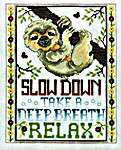 Click/tap for more details of Sloth Advice (cross stitch) by Stoney Creek