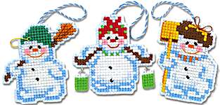 Click/tap for more details of Snowmen Christmas Ornaments (tapestry) by Riolis