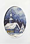 Click/tap for more details of Snowy Church Christmas Card (cross stitch) by Orchidea