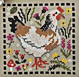 Click/tap for more details of Spring Chicken (cross stitch) by Tiny Modernist