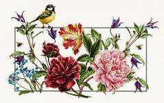 Click/tap for more details of Spring Flowers and Bird (cross stitch) by Luca - S