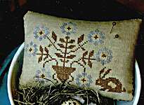 Click/tap for more details of Spring Flowers Pinkeep (cross stitch) by Stacy Nash Primitives